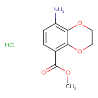 Chemical structure of methyl 8-amino-2,3-dihydro-1,4-benzodioxine-5-carboxylate hydrochloride - CSSB12257642857