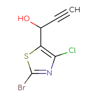 Chemical structure of 1-(2-bromo-4-chloro-1,3-thiazol-5-yl)prop-2-yn-1-ol - CSSB21246456902