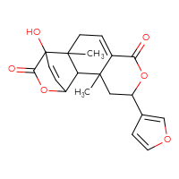 Chemical structure of 5-(furan-3-yl)-12-hydroxy-3,11-dimethyl-6,14-dioxatetracyclo[10.2.2.0²,¹¹.0³,⁸]hexadeca-8,15-diene-7,13-dione - CSSB20958670698