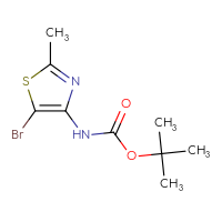 Chemical structure of tert-butyl N-(5-bromo-2-methyl-1,3-thiazol-4-yl)carbamate - CSSB00135415384