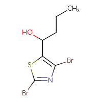 Chemical structure of 1-(2,4-dibromo-1,3-thiazol-5-yl)butan-1-ol - CSSB21246425173
