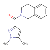 Chemical structure of 2-(1,5-dimethyl-1H-pyrazole-3-carbonyl)-1,2,3,4-tetrahydroisoquinoline - CSSB00046534643