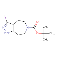 Chemical structure of tert-butyl 3-iodo-1H,4H,5H,6H,7H,8H-pyrazolo[3,4-d]azepine-6-carboxylate - CSSB00010183869