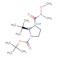 Chemical structure of rac-tert-butyl (2R,3R)-2-tert-butyl-3-[methoxy(methyl)carbamoyl]pyrrolidine-1-carboxylate - CSSB20817825302