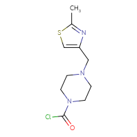 Chemical structure of 4-[(2-methyl-1,3-thiazol-4-yl)methyl]piperazine-1-carbonyl chloride - CSSB06376908228