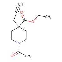 Chemical structure of ethyl 1-acetyl-4-(prop-2-yn-1-yl)piperidine-4-carboxylate - CSSB01265607113
