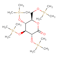 Chemical structure of (3R,4S,5R,6R)-3,4,5-tris[(trimethylsilyl)oxy]-6-{[(trimethylsilyl)oxy]methyl}oxan-2-one - CSSB00020620941