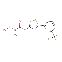 Chemical structure of N-methoxy-N-methyl-2-{2-[3-(trifluoromethyl)phenyl]-1,3-thiazol-4-yl}acetamide - CSSB02116000239
