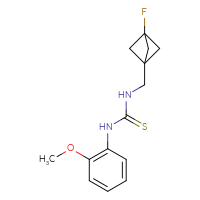 Chemical structure of 3-({3-fluorobicyclo[1.1.1]pentan-1-yl}methyl)-1-(2-methoxyphenyl)thiourea - CSSB21432519959