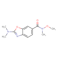 Chemical structure of 2-(dimethylamino)-N-methoxy-N-methyl-1,3-benzoxazole-6-carboxamide - CSSB01148880489