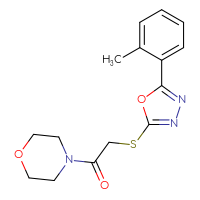 Chemical structure of 2-{[5-(2-methylphenyl)-1,3,4-oxadiazol-2-yl]sulfanyl}-1-(morpholin-4-yl)ethan-1-one - CSSB00046232691