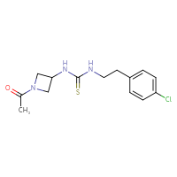 Chemical structure of 3-(1-acetylazetidin-3-yl)-1-[2-(4-chlorophenyl)ethyl]thiourea - CSSB21432518487