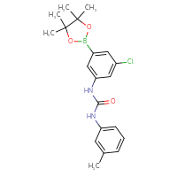 Chemical structure of 1-[3-chloro-5-(4,4,5,5-tetramethyl-1,3,2-dioxaborolan-2-yl)phenyl]-3-(3-methylphenyl)urea - CSSB21332064447