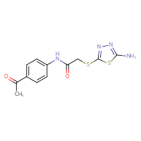 Chemical structure of N-(4-acetylphenyl)-2-[(5-amino-1,3,4-thiadiazol-2-yl)sulfanyl]acetamide - CSSB00034262730