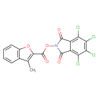Chemical structure of 4,5,6,7-tetrachloro-1,3-dioxo-2,3-dihydro-1H-isoindol-2-yl 3-methyl-1-benzofuran-2-carboxylate - CSSB20270179611