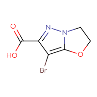 Chemical structure of 7-bromo-2H,3H-pyrazolo[3,2-b][1,3]oxazole-6-carboxylic acid - CSSB00010885364