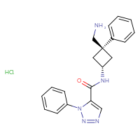 Chemical structure of 1-phenyl-N-[(1r,3r)-3-(aminomethyl)-3-phenylcyclobutyl]-1H-1,2,3-triazole-5-carboxamide hydrochloride - CSSB00161162988