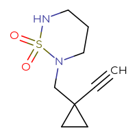 Chemical structure of 2-[(1-ethynylcyclopropyl)methyl]-1λ⁶,2,6-thiadiazinane-1,1-dione - CSMB14863361143