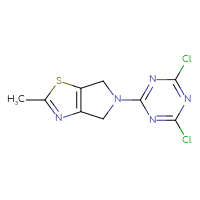 Chemical structure of 2,4-dichloro-6-{2-methyl-4H,5H,6H-pyrrolo[3,4-d][1,3]thiazol-5-yl}-1,3,5-triazine - CSSB02167277685