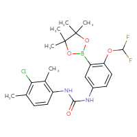 Chemical structure of 3-(3-chloro-2,4-dimethylphenyl)-1-[4-(difluoromethoxy)-3-(4,4,5,5-tetramethyl-1,3,2-dioxaborolan-2-yl)phenyl]urea - CSSB21332086369