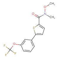 Chemical structure of N-methoxy-N-methyl-5-[3-(trifluoromethoxy)phenyl]thiophene-2-carboxamide - CSSB02116442583