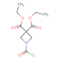 Chemical structure of 3,3-diethyl 1-(carbonochloridoyl)azetidine-3,3-dicarboxylate - CSSB21224764824
