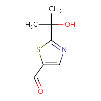 Chemical structure of 2-(2-hydroxypropan-2-yl)-1,3-thiazole-5-carbaldehyde - CSSB20577861277