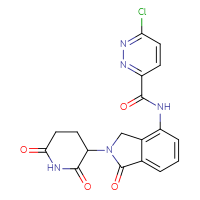 Chemical structure of 6-chloro-N-[2-(2,6-dioxopiperidin-3-yl)-1-oxo-2,3-dihydro-1H-isoindol-4-yl]pyridazine-3-carboxamide - CSSB06478565077