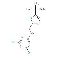 Chemical structure of N-[(5-tert-butyl-1,3-oxazol-2-yl)methyl]-4,6-dichloro-1,3,5-triazin-2-amine - CSSB02208866388