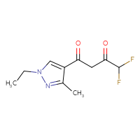 Chemical structure of 1-(1-ethyl-3-methyl-1H-pyrazol-4-yl)-4,4-difluorobutane-1,3-dione - CSSB00010007605