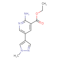 Chemical structure of ethyl 2-amino-5-(1-methyl-1H-pyrazol-4-yl)pyridine-3-carboxylate - CSSB06379117416