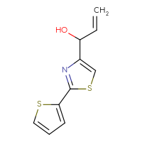 Chemical structure of 1-[2-(thiophen-2-yl)-1,3-thiazol-4-yl]prop-2-en-1-ol - CSSB21246421578