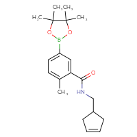 Chemical structure of N-[(cyclopent-3-en-1-yl)methyl]-2-methyl-5-(4,4,5,5-tetramethyl-1,3,2-dioxaborolan-2-yl)benzamide - CSSB02533261055