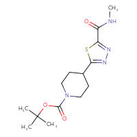 Chemical structure of tert-butyl 4-[5-(methylcarbamoyl)-1,3,4-thiadiazol-2-yl]piperidine-1-carboxylate - CSSB02283621762