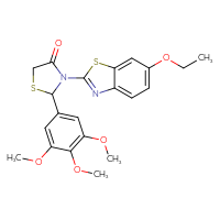 Chemical structure of 3-(6-ethoxy-1,3-benzothiazol-2-yl)-2-(3,4,5-trimethoxyphenyl)-1,3-thiazolidin-4-one - CSSB00121617380