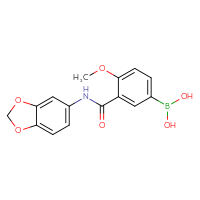 Chemical structure of {3-[(2H-1,3-benzodioxol-5-yl)carbamoyl]-4-methoxyphenyl}boronic acid - CSSB21531598486