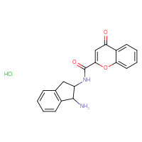 Chemical structure of N-(1-amino-2,3-dihydro-1H-inden-2-yl)-4-oxo-4H-chromene-2-carboxamide hydrochloride - CSSB20620704594