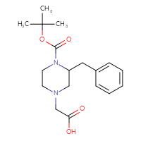 Chemical structure of 2-{3-benzyl-4-[(tert-butoxy)carbonyl]piperazin-1-yl}acetic acid - CSSB06693449426