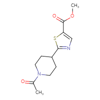 Chemical structure of methyl 2-(1-acetylpiperidin-4-yl)-1,3-thiazole-5-carboxylate - CSSB02005503758