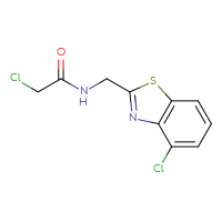 Chemical structure of 2-chloro-N-[(4-chloro-1,3-benzothiazol-2-yl)methyl]acetamide - CSSB21332081465