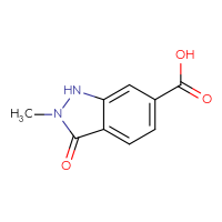 Chemical structure of 2-methyl-3-oxo-2,3-dihydro-1H-indazole-6-carboxylic acid - CSSB00010446737