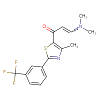 Chemical structure of 3-(dimethylamino)-1-{4-methyl-2-[3-(trifluoromethyl)phenyl]-1,3-thiazol-5-yl}prop-2-en-1-one - CSSB02125604953