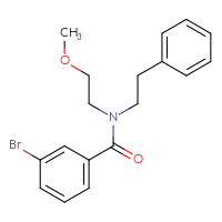 Chemical structure of 3-bromo-N-(2-methoxyethyl)-N-(2-phenylethyl)benzamide - CSSB02122087876