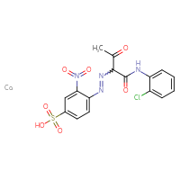 Chemical structure of 4-(2-{1-[(2-chlorophenyl)carbamoyl]-2-oxopropyl}diazen-1-yl)-3-nitrobenzene-1-sulfonic acid calcium - CSSB20538625741