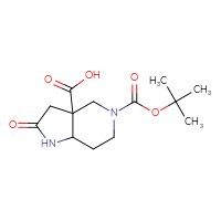 Chemical structure of 5-[(tert-butoxy)carbonyl]-2-oxo-octahydro-1H-pyrrolo[3,2-c]pyridine-3a-carboxylic acid - CSSB00044494094