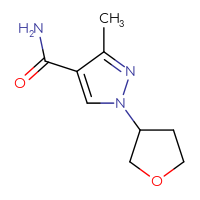 Chemical structure of 3-methyl-1-(oxolan-3-yl)-1H-pyrazole-4-carboxamide - CSSB00102734170