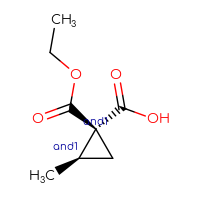 Chemical structure of rac-(1R,2S)-1-(ethoxycarbonyl)-2-methylcyclopropane-1-carboxylic acid - CSSB20620679892