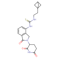Chemical structure of 3-(2-{bicyclo[1.1.1]pentan-1-yl}ethyl)-1-[2-(2,6-dioxopiperidin-3-yl)-1-oxo-2,3-dihydro-1H-isoindol-4-yl]thiourea - CSSB21432545388