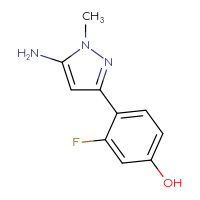Chemical structure of 4-(5-amino-1-methyl-1H-pyrazol-3-yl)-3-fluorophenol - CSSB00021505258