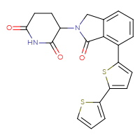 Chemical structure of 3-(7-{[2,2'-bithiophen]-5-yl}-1-oxo-2,3-dihydro-1H-isoindol-2-yl)piperidine-2,6-dione - CSSB06588233679